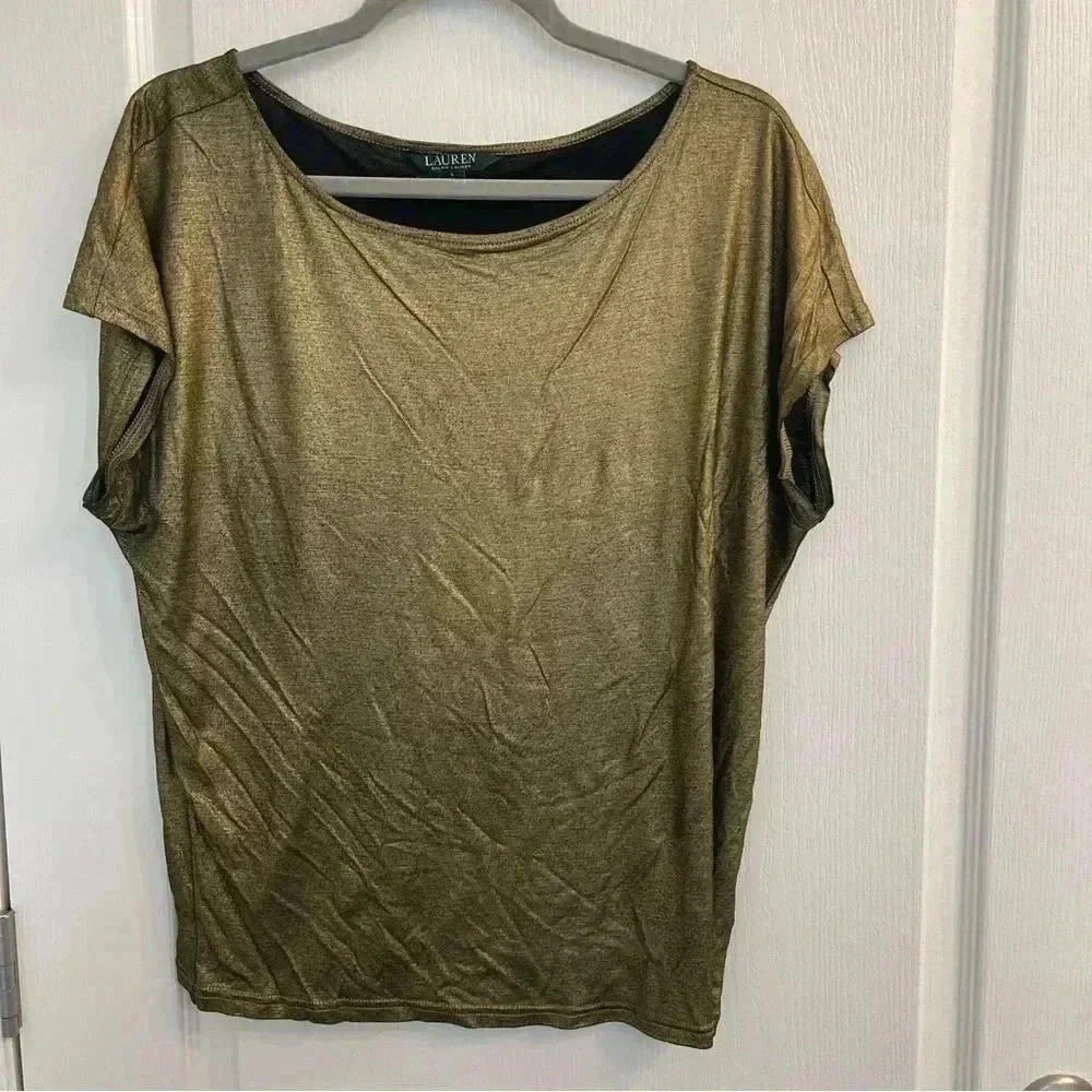 Metallic Gold Top Blouse by Lauren Ralph Lauren